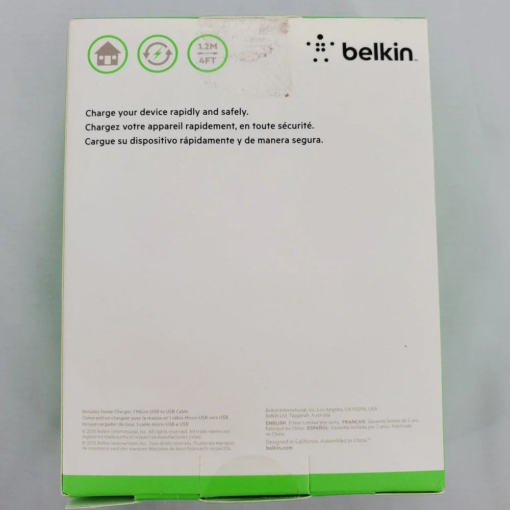 Belkin Universal Home‎ Charger with Micro USB ChargeSync Cable Power Adapter New